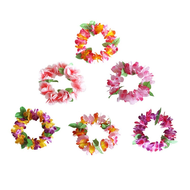 BPNHNA 6PCS Hawaiian Wreaths Headband Tropical Luau Flower Headpiece Leis, Thicker Floral Crown for Summer Beach Pool Party Decorations Favors Supplies - Image 2